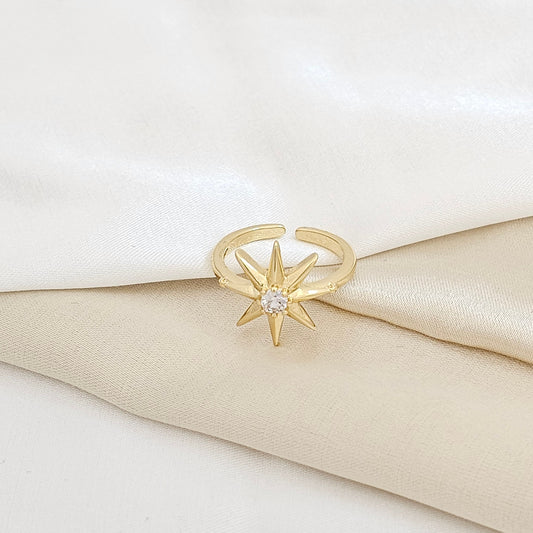 ANILLO ESTRELLA DORADO CON CIRCON RF K5427