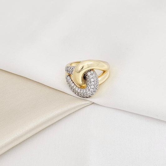 ANILLO NUDO DORADO Y PLATEADO CON CIRCONES RF K5521