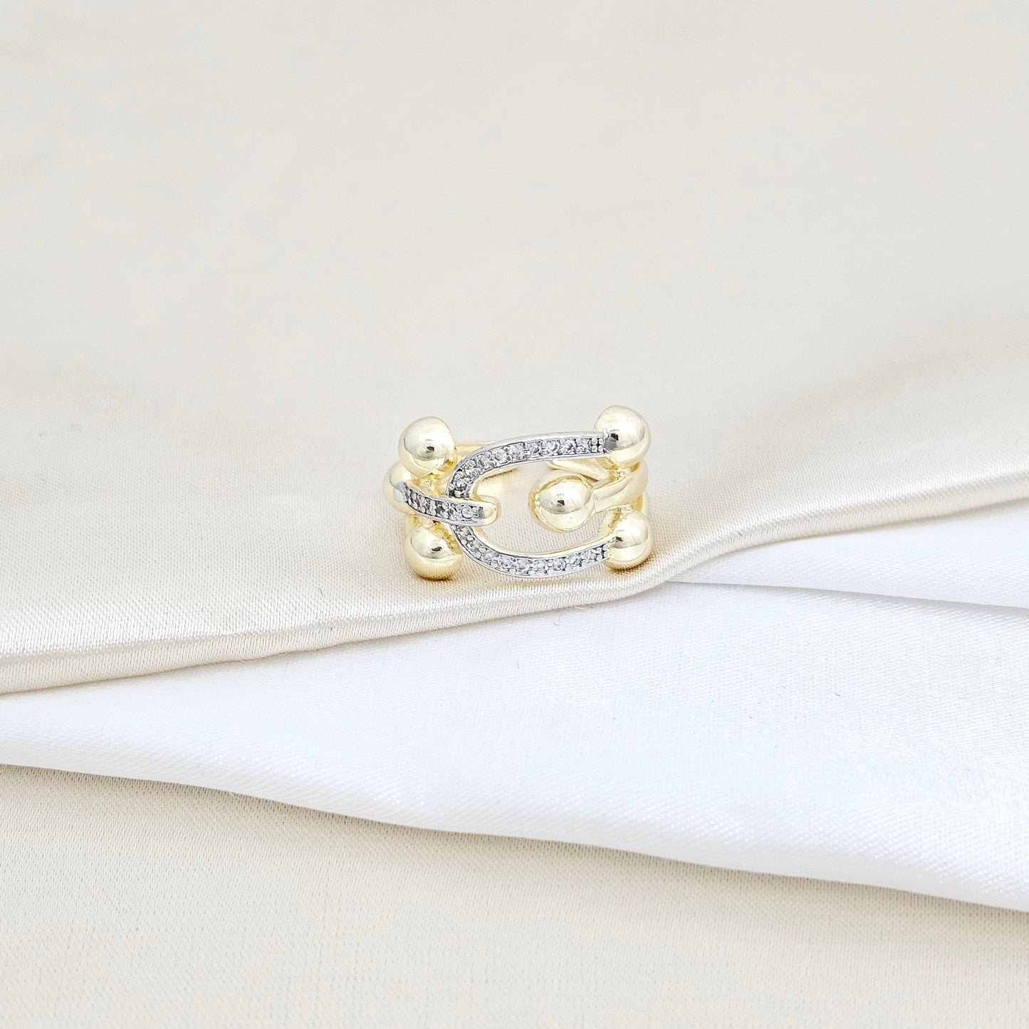ANILLO BALINES Y CIRCONES PLATEADO RF K5819