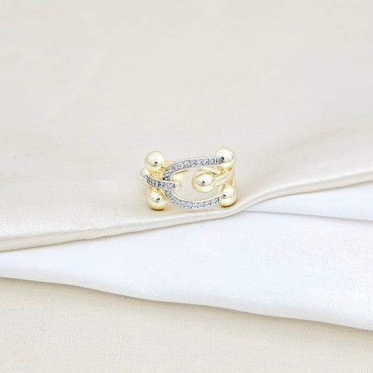 ANILLO BALINES Y CIRCONES PLATEADO RF K5819