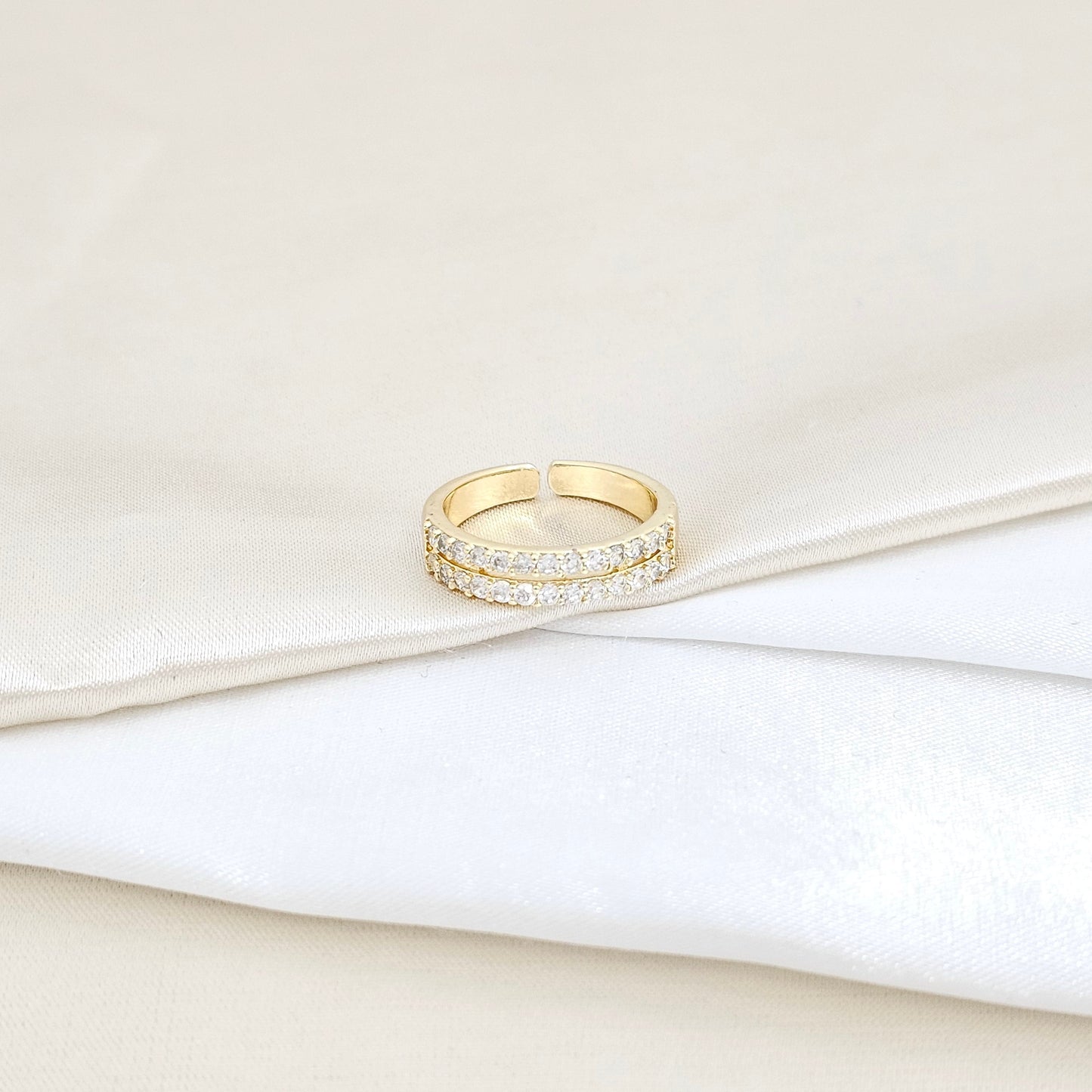 ANILLO DOS FILAS CON CIRCONES DORADO RF K5821
