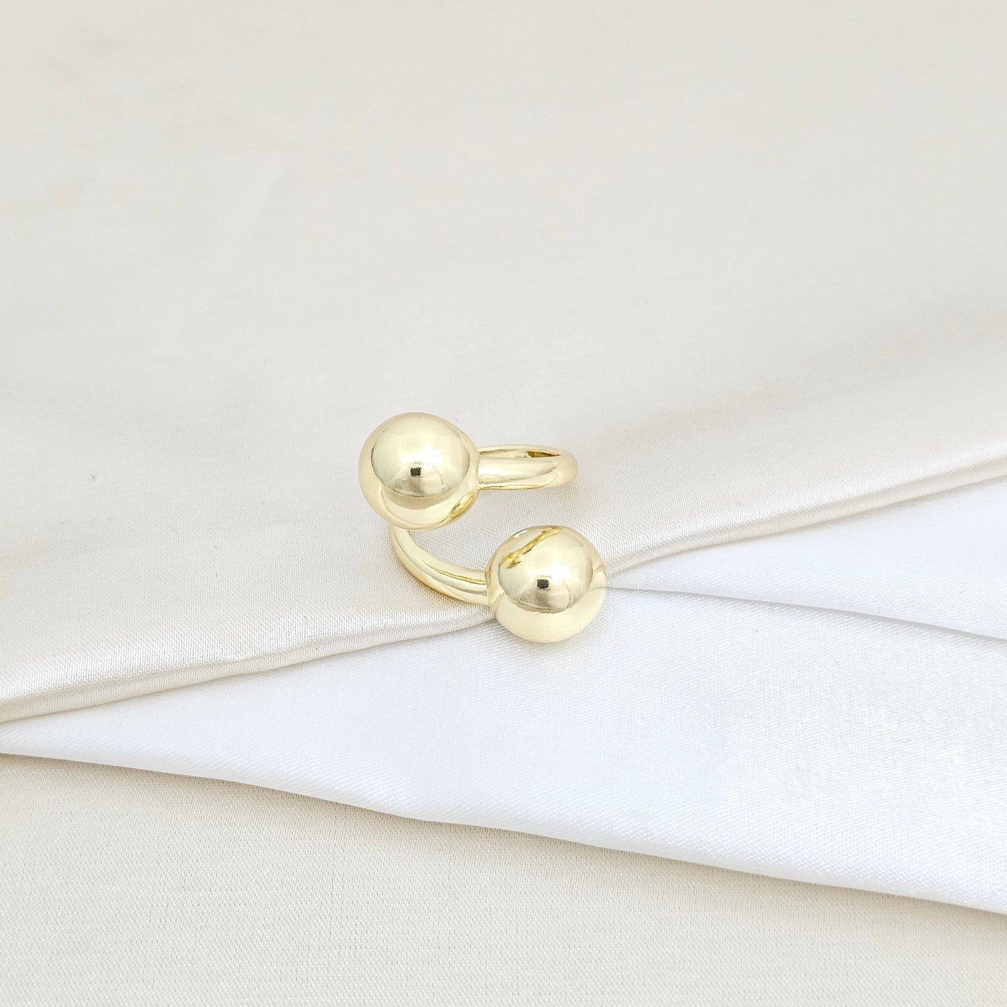 ANILLO DOBLE BOLAS GRANDES DORADO RF K5840