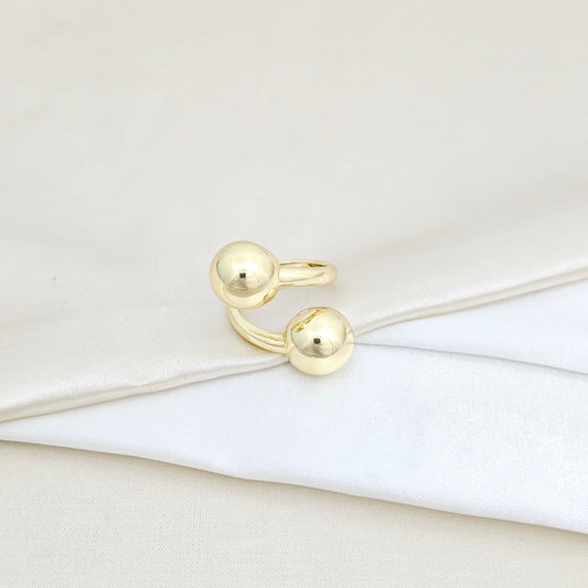ANILLO DOBLE BOLAS GRANDES DORADO RF K5840