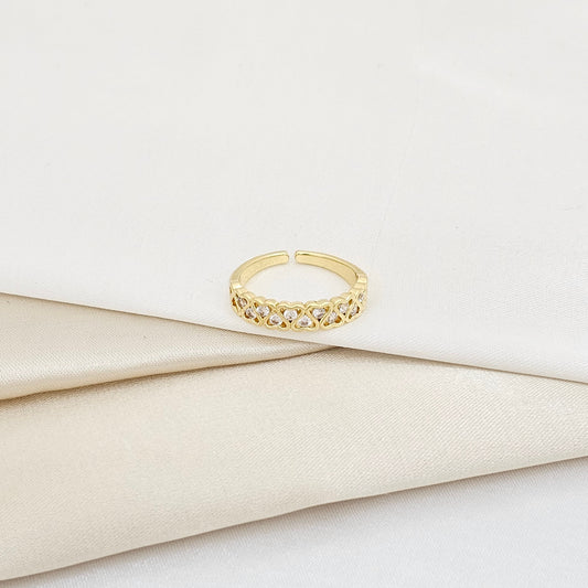 ANILLO CORAZONES ENLAZADOS CON CIRCONES DORADO RF K5919