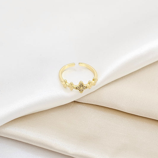 ANILLO CINCO ESTRELLAS CON CIRCONES DORADO RF K6221