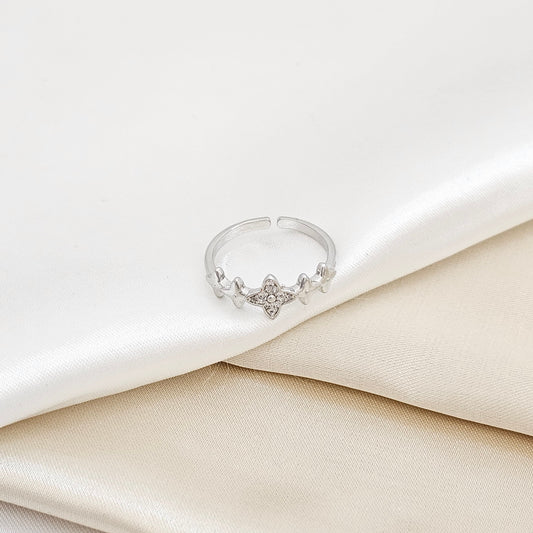 ANILLO CINCO ESTRELLAS CON CIRCONES PLATEADO RF K6222