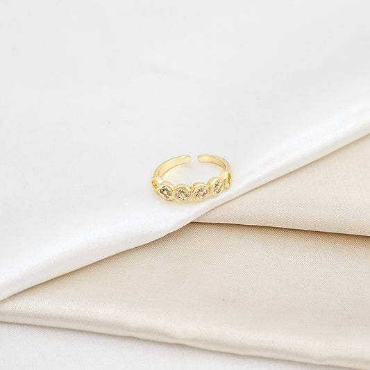ANILLO MINI TREBOL CON CIRCONES DORADO RF K6303