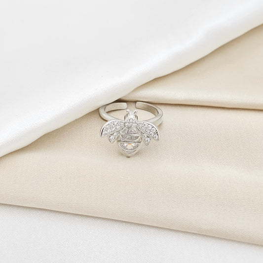 ANILLO ABEJA PEQUEÑA CIRCONES PLATEADO RF K6519