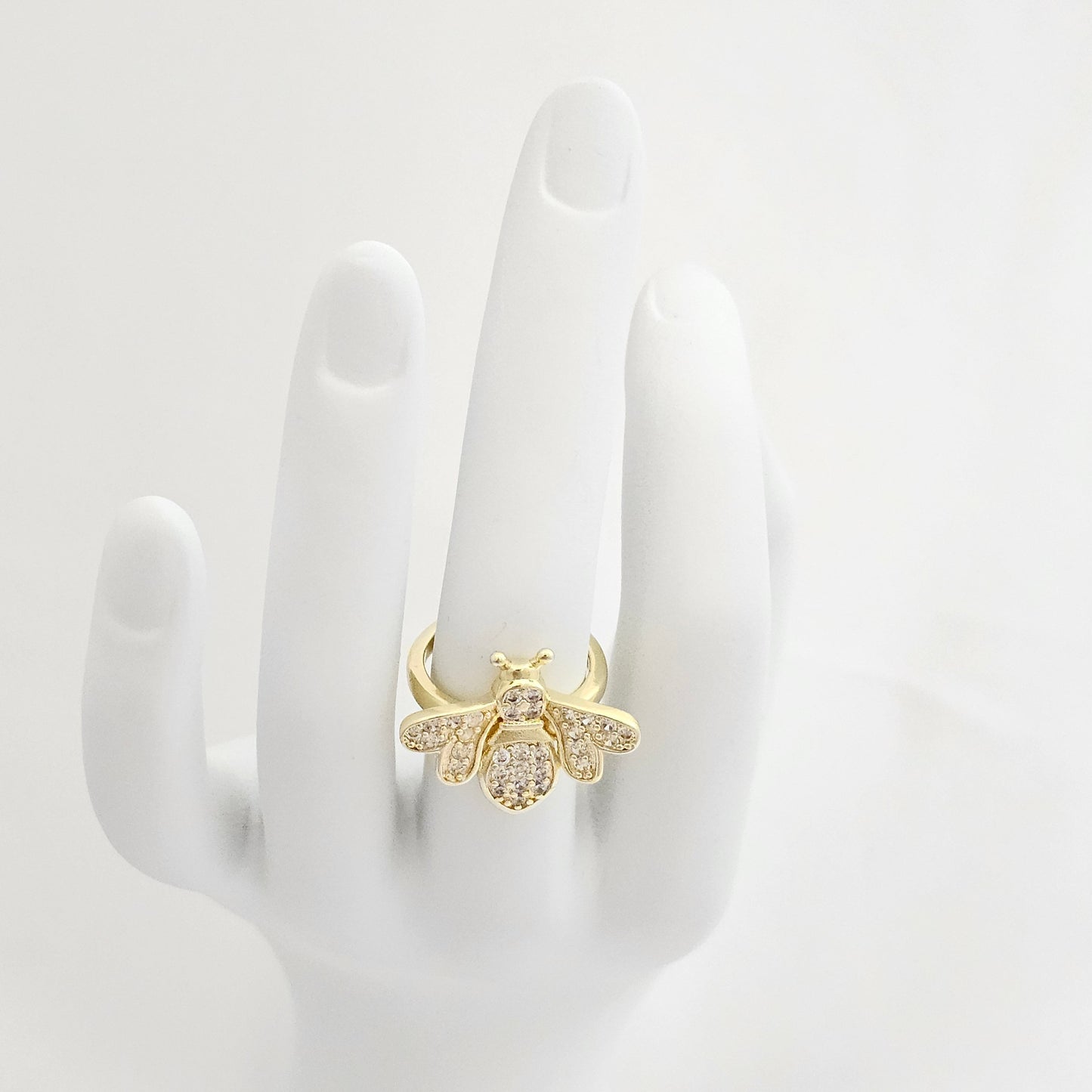 ANILLO ABEJA REINA CIRCONES DORADO RF K6523