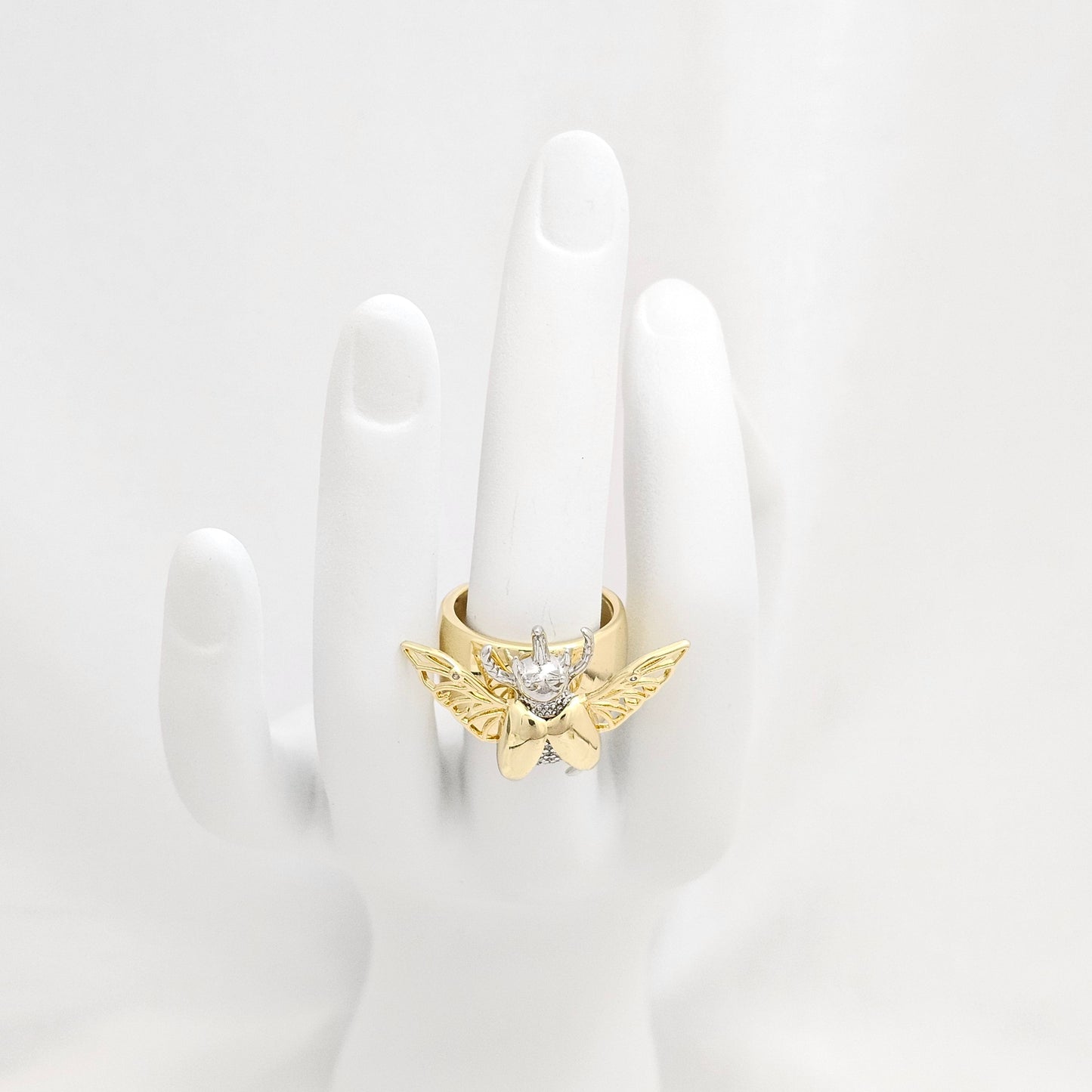 ANILLO ESCARABAJO DORADO Y PLATEADO RF K6704