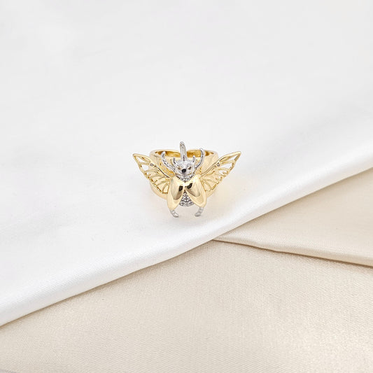ANILLO ESCARABAJO DORADO Y PLATEADO RF K6704