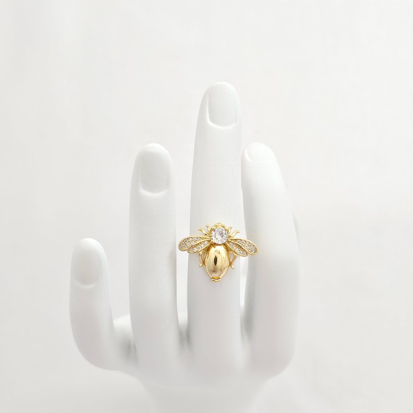 ANILLO AVISPA DORADO CON CIRCON REDONDO RF K6996