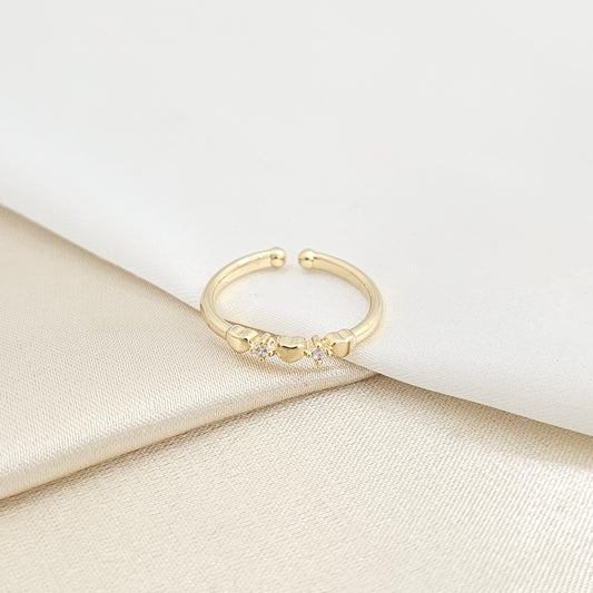 ANILLOS TRES CORAZONES LISOS CON CIRCONES DORADO RF K7746