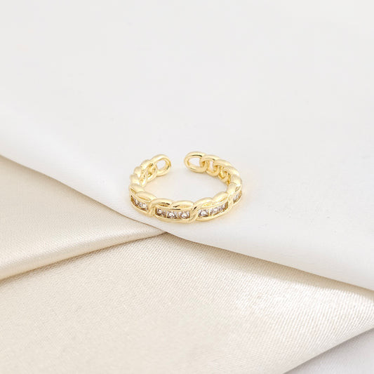 ANILLO CUBANO DORADO CON CIRCONES CRISTAL RF K7749