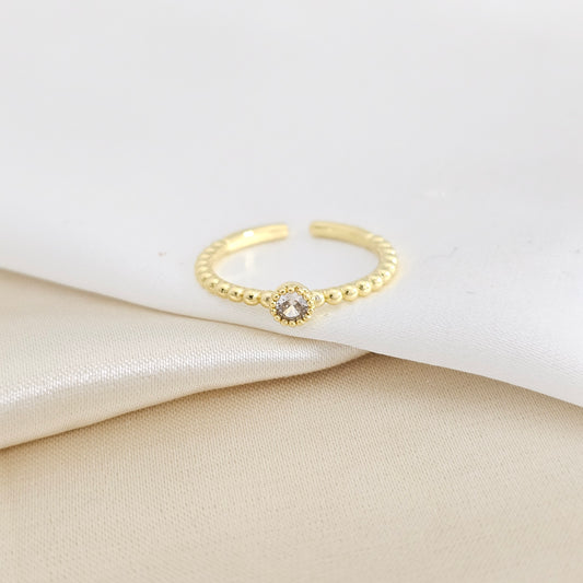 ANILLO BALINES DORADO CON CIRCON REDONDO CRISTAL RF K7929