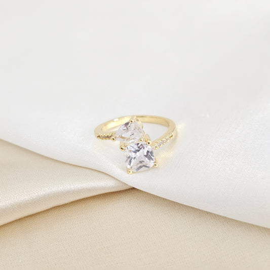 ANILLO LISO DOBLE CIRCON GRANDE DORADO RF K7947