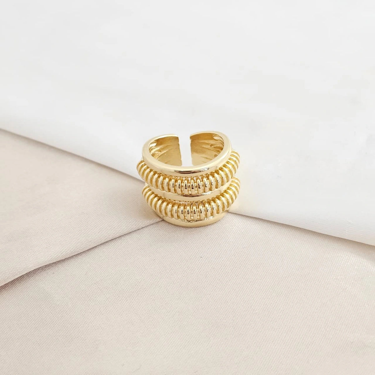 Anillo Doble  Ovalado Dorado Rf K8184