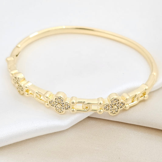 BRAZALETE TRIPLE TREBOL PEQUEÑOS DORADO RF K6269