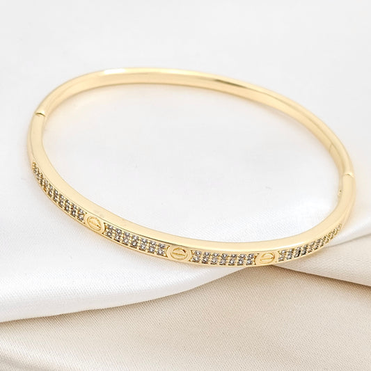 BRAZALETE ELEGANTE LISO Y CON CIRCONES DORADO RF K6349