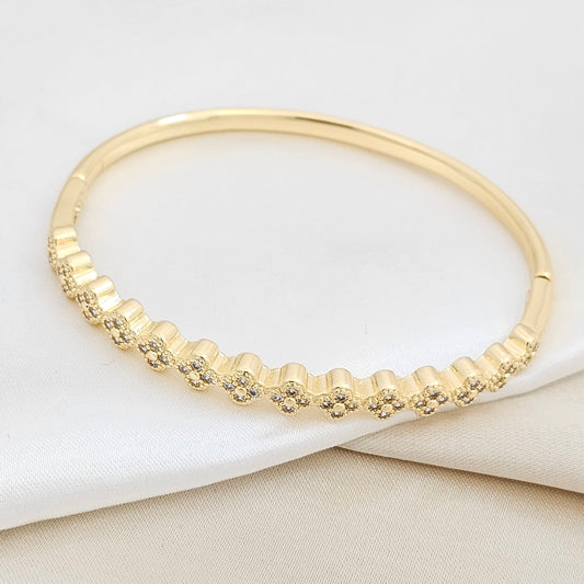 BRAZALETE MINI FLORES CONTINUAS CIRCONES DORADO RF K6351