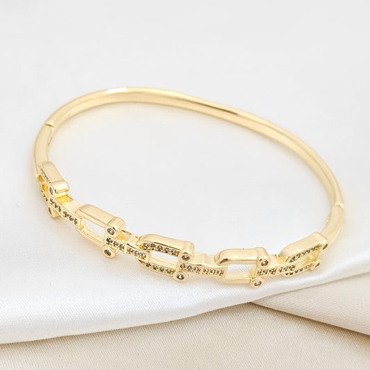 BRAZALETE ESLABONES CON CIRCONES DORADO RF K6353