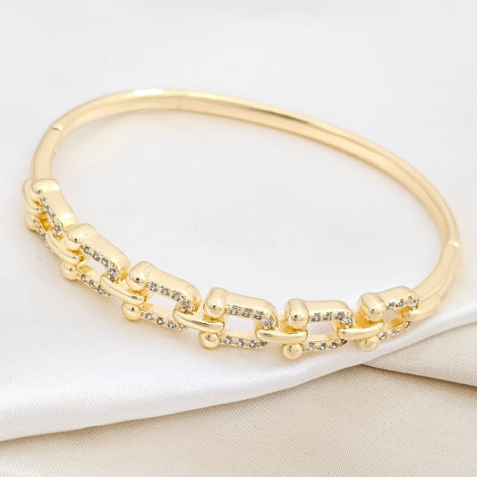 BRAZALETE ESLABONES ELEGANTES CIRCONES DORADO RF K6355