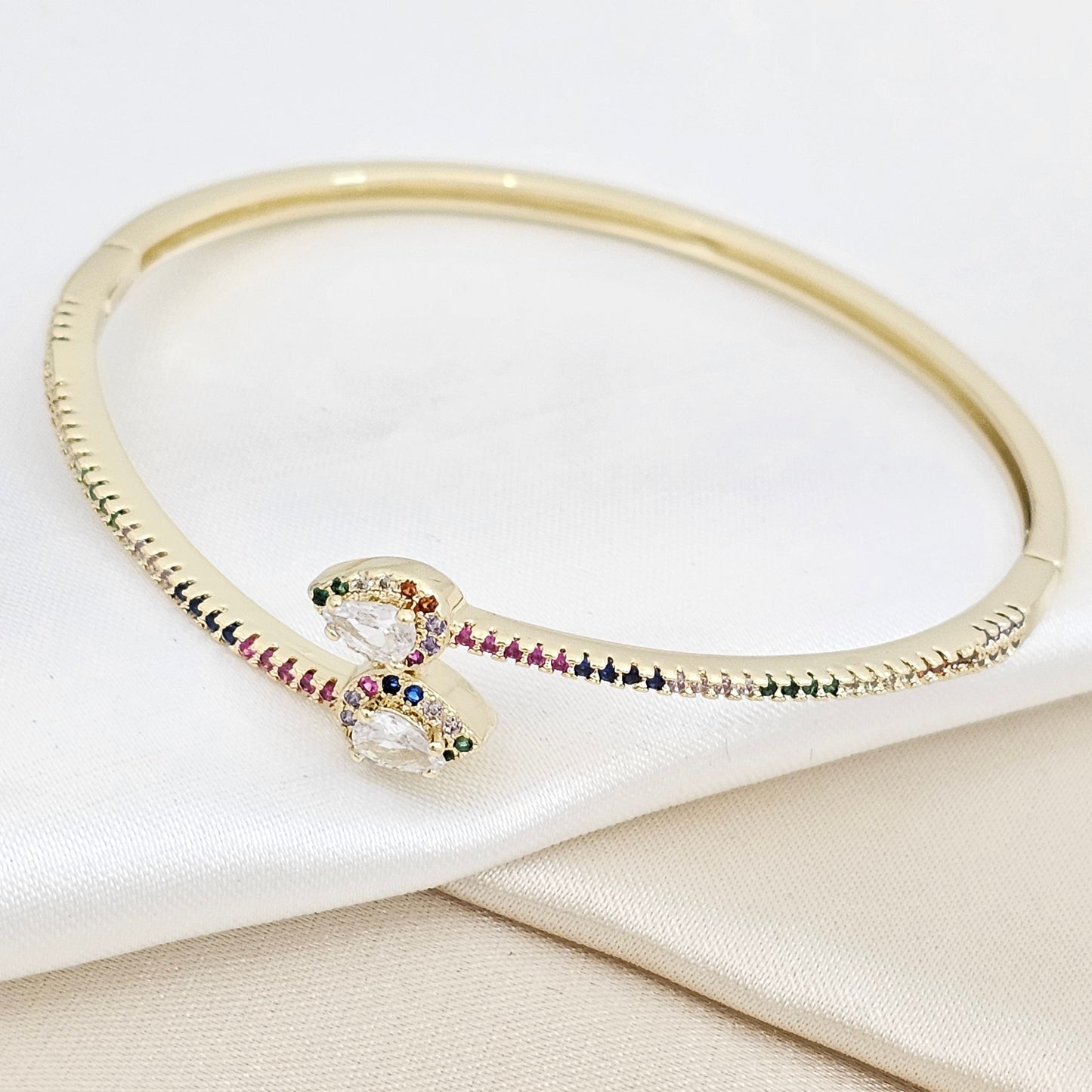 BRAZALETE SERPIENTE DORADO CIRCONES DE COLORES RF K6592