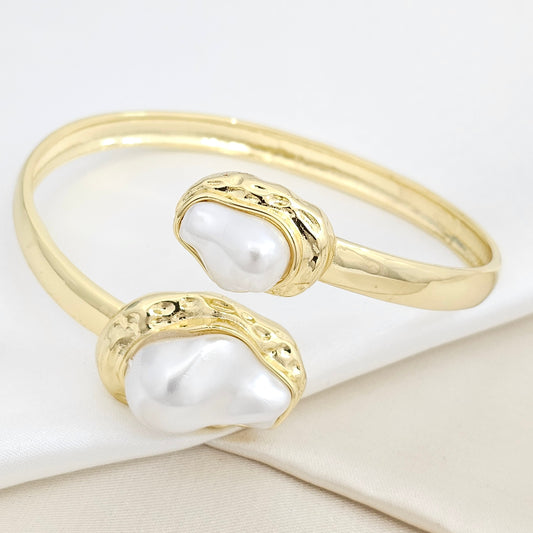 BRAZALETE DORADO DOBLE PERLA GRANDE RF K6597