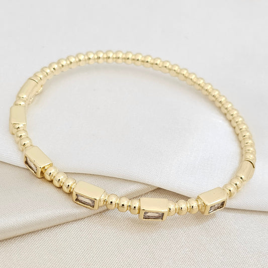 BRAZALETE CINCO RECTANGULOS DORADO CIRCONES CRISTAL RF K7163