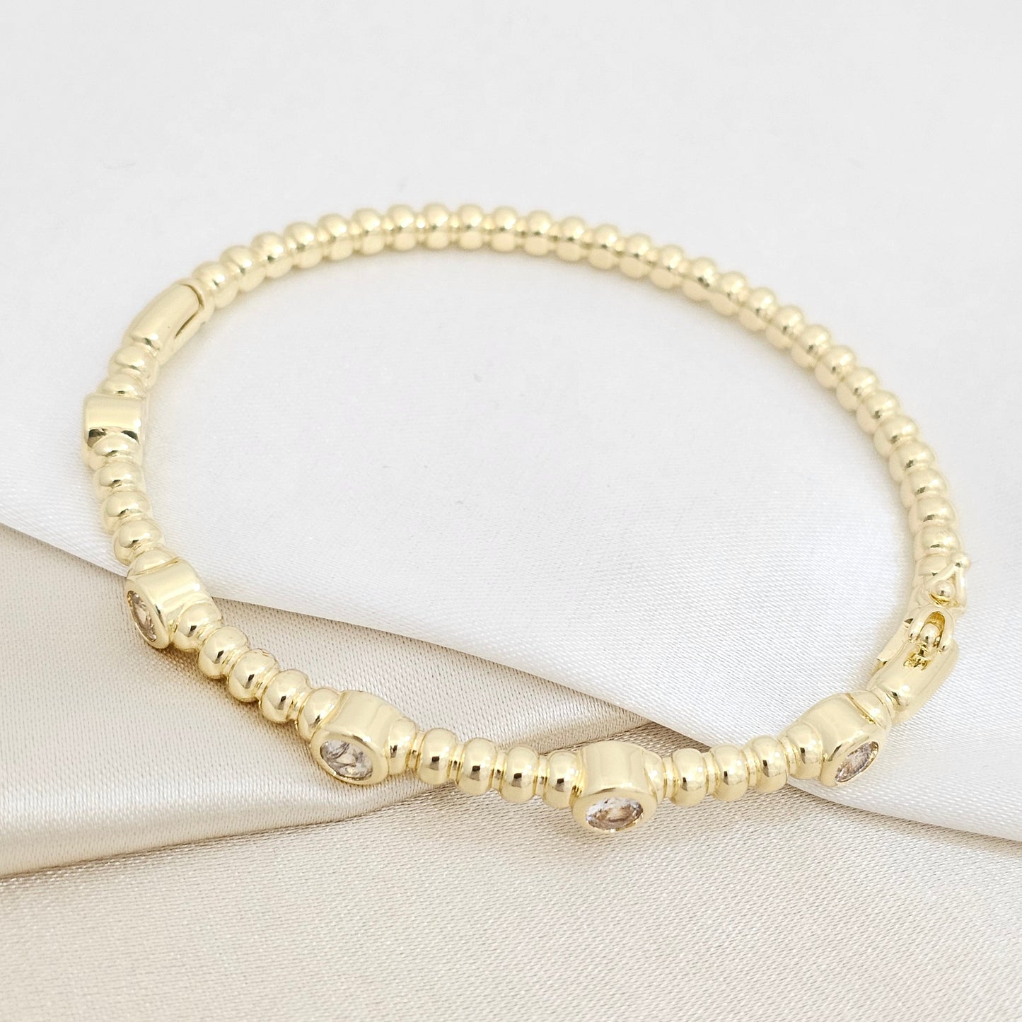 BRAZALETE CINCO CIRCULOS DORADO CIRCONES CRISTAL RF K7166
