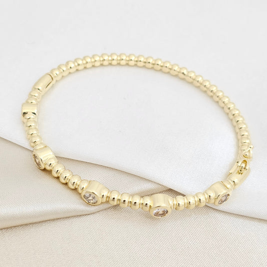 BRAZALETE CINCO CIRCULOS DORADO CIRCONES CRISTAL RF K7166