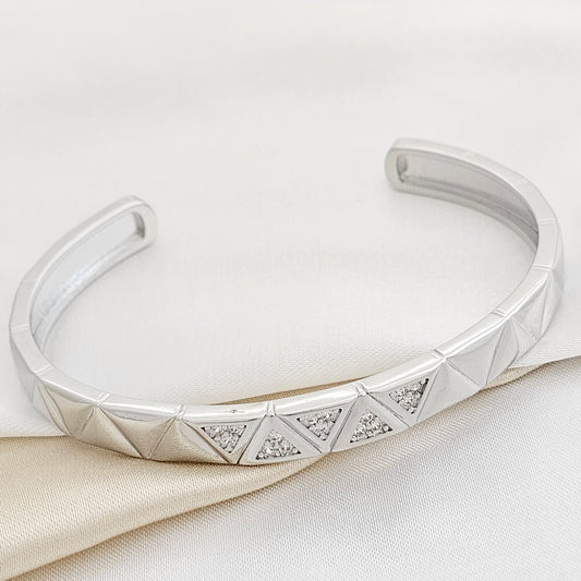 BRAZALETE TRIANGULOS ELEGANTES PLATEADO RF K7663
