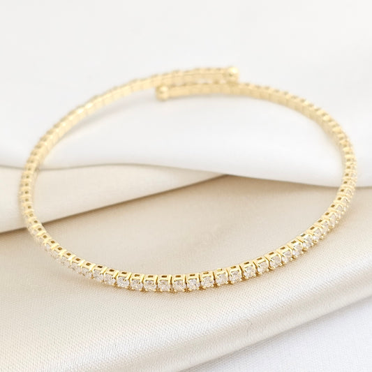 BRAZALETE AJUSTABLE DORADO CIRCONES PEQUEÑOS RF K7703