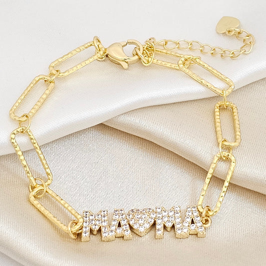 PULSERA MAMA CON CORAZON EXTENSOR DORADO RF K5556