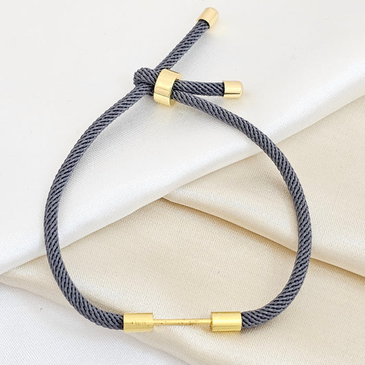PULSERA CORDON GRIS OSCURO PARA DIJE DORADO RF K5597