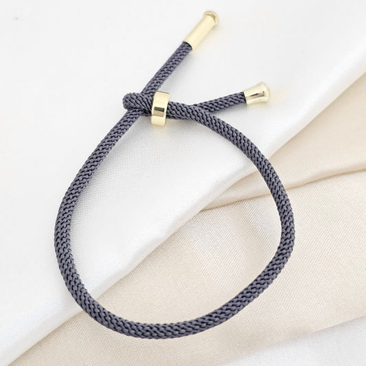 PULSERA BROCHE DORADO CORDON GRIS OSCURO RF K6399