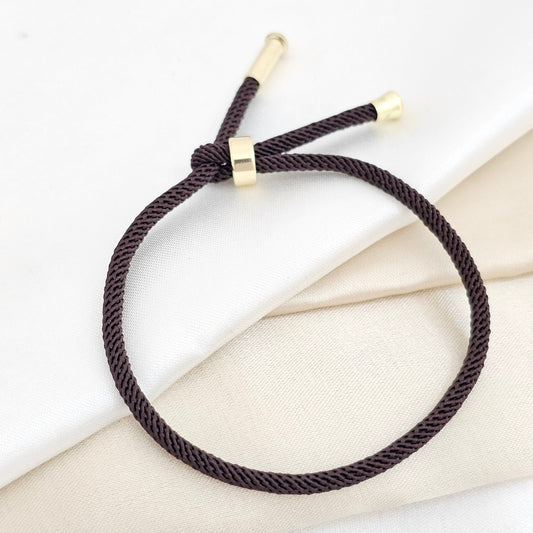 PULSERA BROCHE DORADO CORDON CAFÉ NEGRO RF K6401
