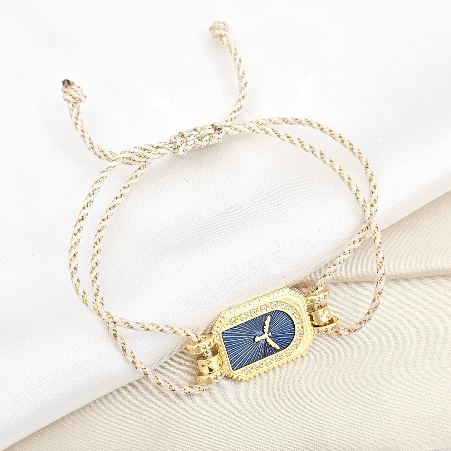 PULSERA CORDON BLANCO DIJE ESPIRITU SANTO AZUL RF K6455