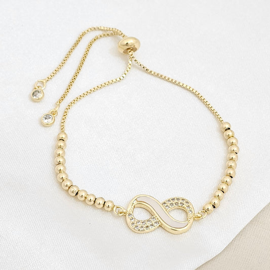 PULSERA CORREDIZA BALINES CON DIJE INFINITO NACAR RF K6728