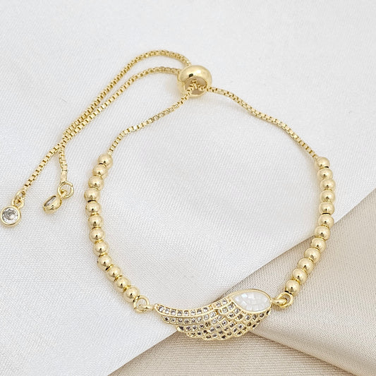 PULSERA CORREDIZA BALINES CON DIJE ALA CIRCONES RF K6733