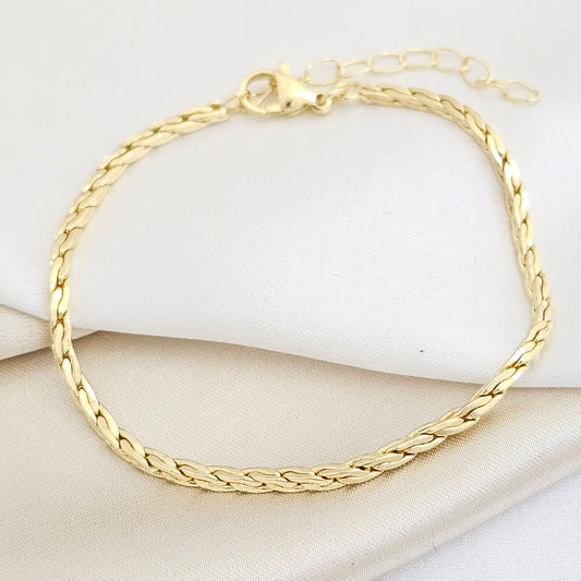 PULSERA TRENZADA CUADRADA CON EXTENSOR DORADO RF K7690