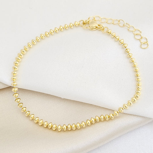 PULSERA BALINES 3MM OVALADOS CON EXTENSOR DORADO RF K7692