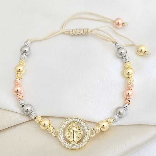 PULSERA BALINES N6 TRES TONOS DIJE SAN BENITO RF K7718