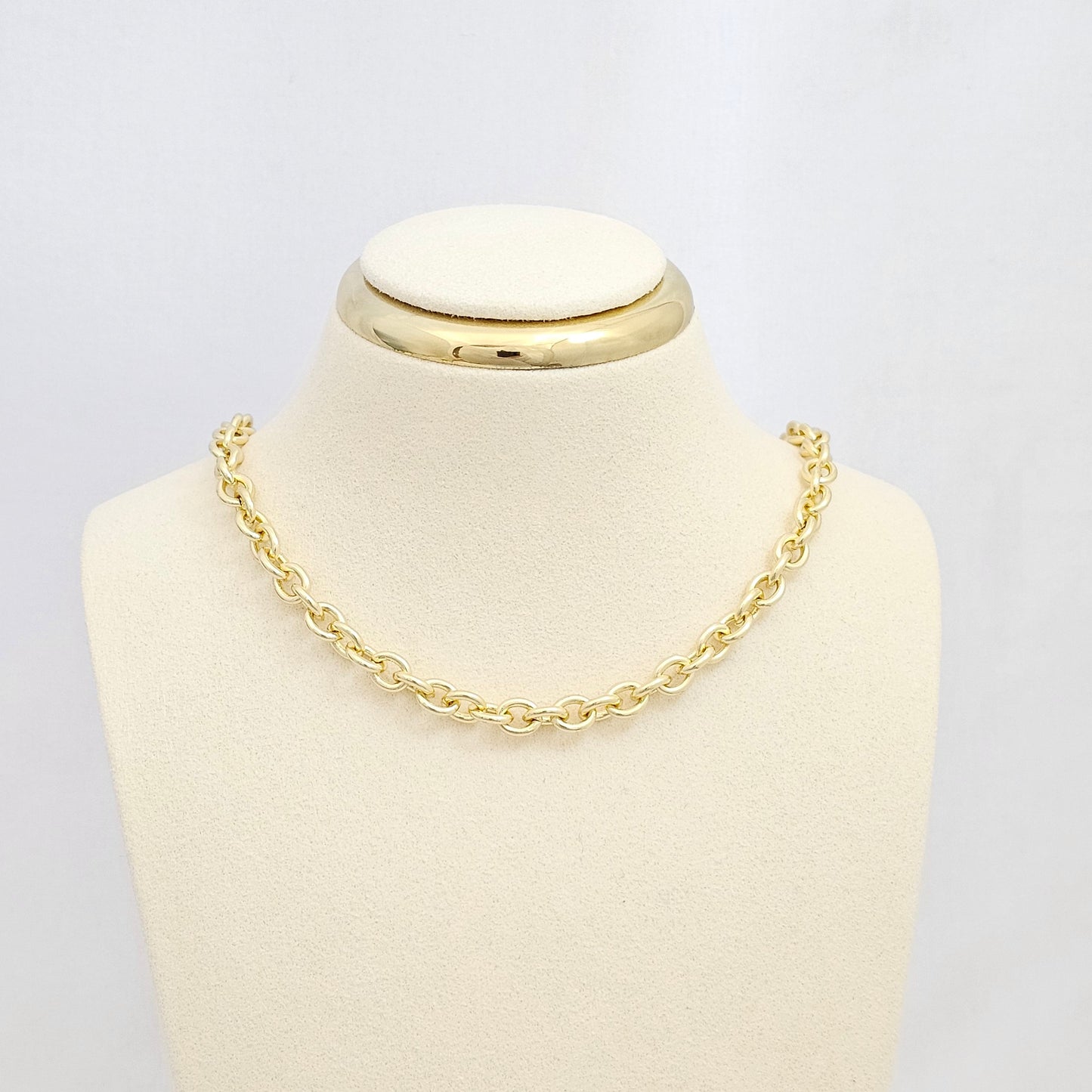 CADENA AROS GRUESOS 4MM CON EXTENSOR DORADO RF K4526