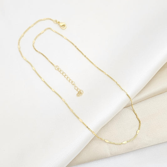 CADENA VENECIANA CON DESTELLOS Y EXTENSOR DORADO RF K6044