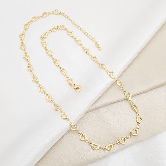 CADENA MINI CORAZONES DORADO CON EXTENSOR RF K6408