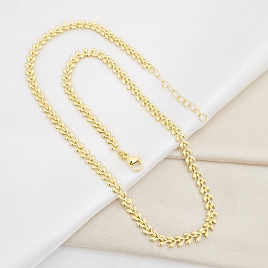 CADENA HOJAS PEQUEÑAS CON EXTENSOR DORADO RF K6549