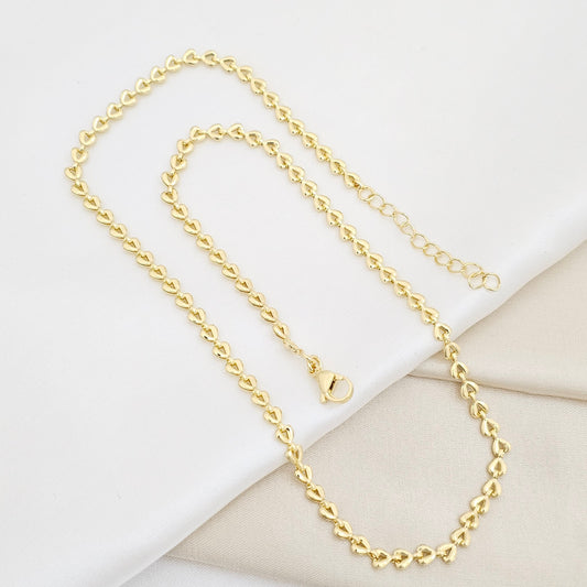 CADENA CORAZONES PEQUEÑOS ENLAZADOS DORADO RF K6550