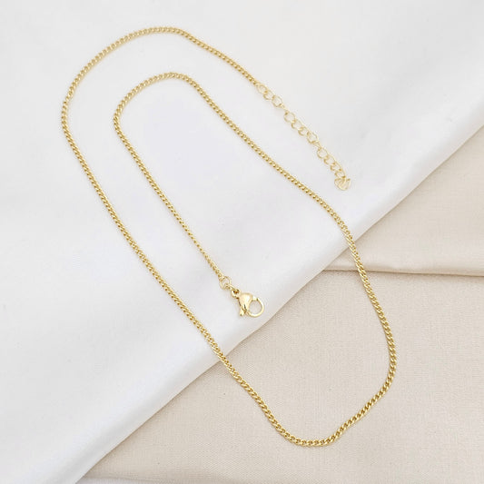 CADENA CUBANA DELGADA 2MM EXTENSOR DORADO RF K6659