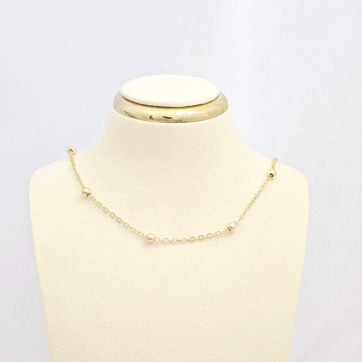 CADENA AROS CON BALINES N5 Y EXTENSOR DORADO RF K6665